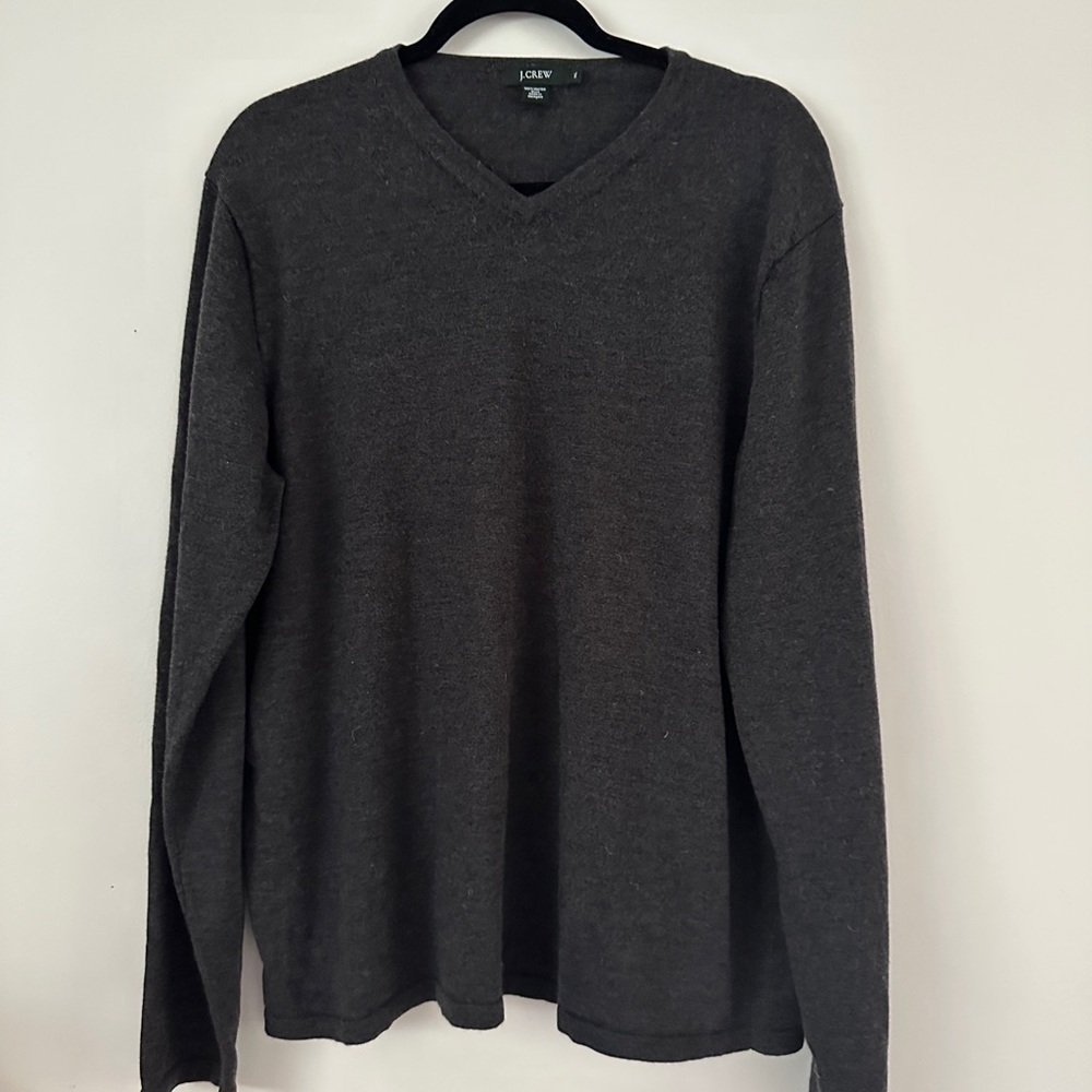 J. Crew Men's Charcoal V-Neck Sweater